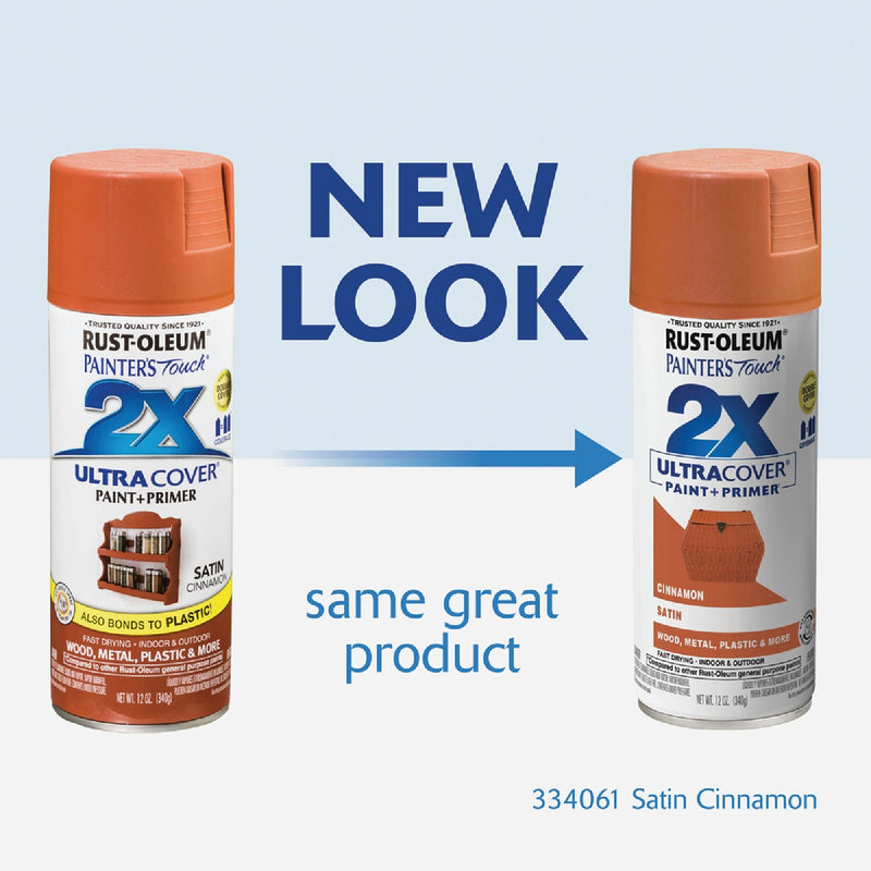 Rust-Oleum Painter's Touch 2X Ultra Cover 12 Oz. Satin Paint + Primer Spray Paint, Cinnamon