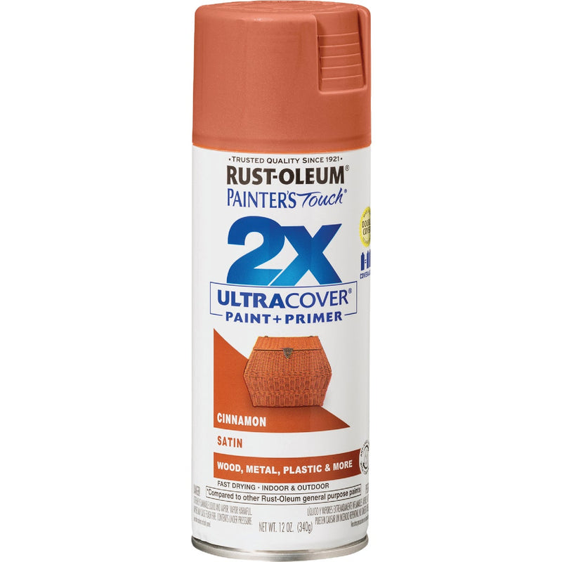 Rust-Oleum Painter's Touch 2X Ultra Cover 12 Oz. Satin Paint + Primer Spray Paint, Cinnamon