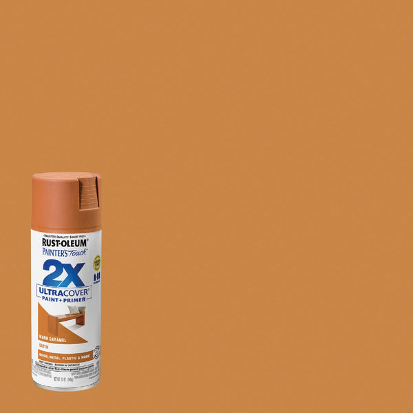 Rust-Oleum Painter's Touch 2X Ultra Cover 12 Oz. Satin Paint + Primer Spray Paint, Caramel