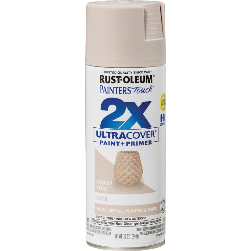 Rust-Oleum Painter's Touch 2X Ultra Cover 12 Oz. Satin Paint + Primer Spray Paint, Smokey Beige