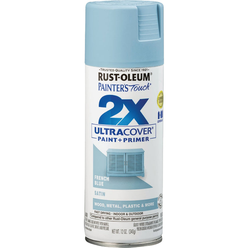 Rust-Oleum Painter's Touch 2X Ultra Cover 12 Oz. Satin Paint + Primer Spray Paint, French Blue