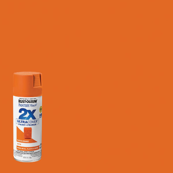 Rust-Oleum Painter's Touch 2X Ultra Cover 12 Oz. Satin Paint + Primer Spray Paint, Rust Orange