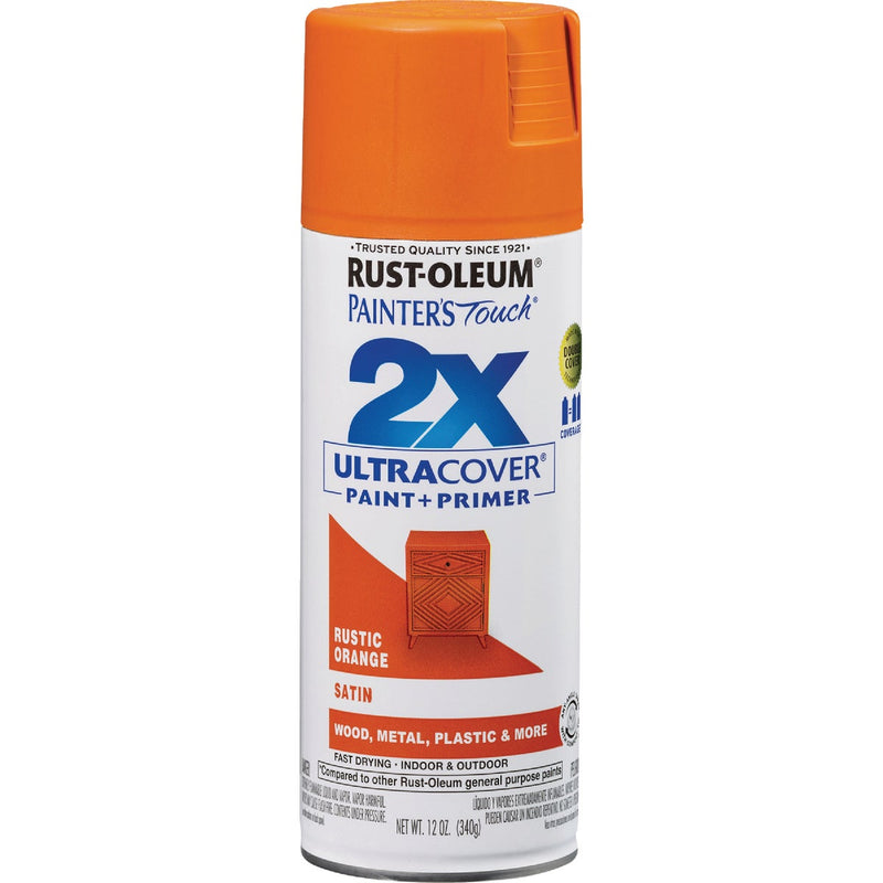 Rust-Oleum Painter's Touch 2X Ultra Cover 12 Oz. Satin Paint + Primer Spray Paint, Rust Orange