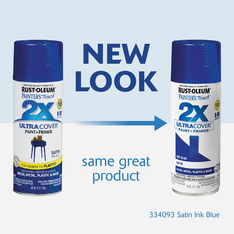 Rust-Oleum Painter's Touch 2X Ultra Cover 12 Oz. Satin Paint + Primer Spray Paint, Ink Blue