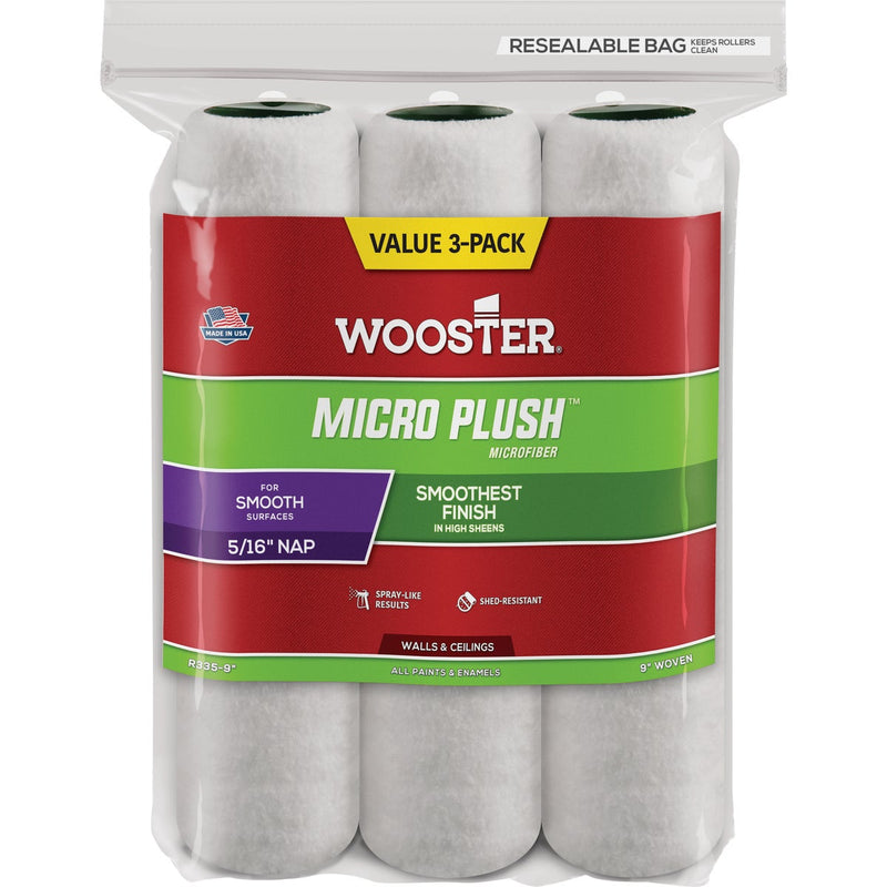 Wooster Micro Plush 9 In. x 5/16 In. Microfiber Roller Cover (3-Pack)