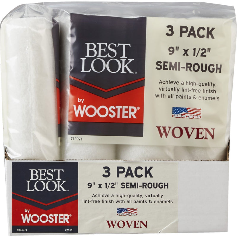 Best Look By Wooster 9 In. x 1/2 In. Premium Woven Fabric Roller Cover (3-Pack)