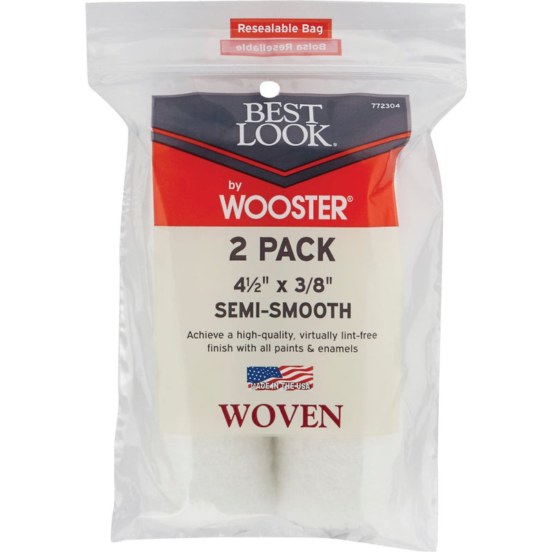 Best Look By Wooster 4-1/2 In. x 3/8 In. Mini Woven Fabric Roller Cover (2-Pack)