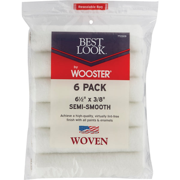 Best Look By Wooster 6-1/2 In. x 3/8 In. Mini Woven Fabric Roller Cover (6-Pack)