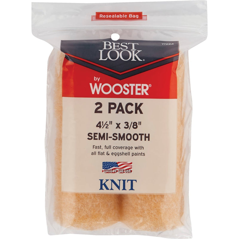 Best Look By Wooster 4-1/2 In. x 3/8 In. Mini Knit Fabric Roller Cover (2-Pack)