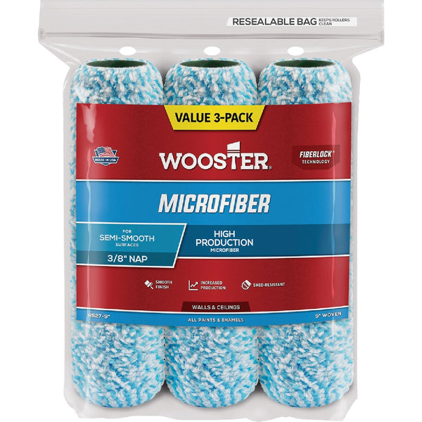 Wooster 9 In. x 3/8 In. Microfiber Roller Cover (3-Pack)