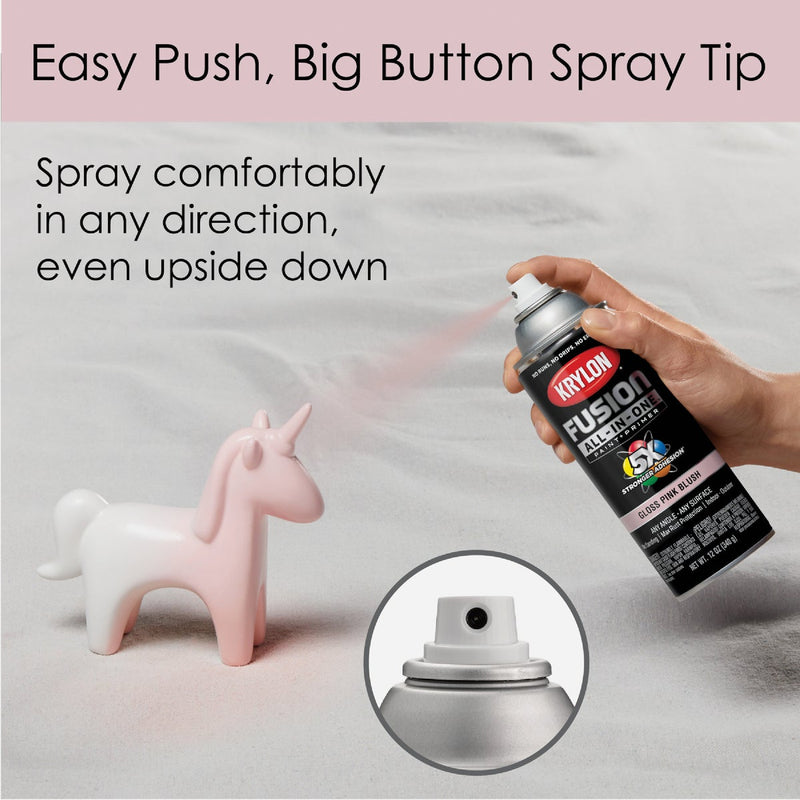 Krylon Fusion All-In-One Gloss Spray Paint & Primer, Pink Blush