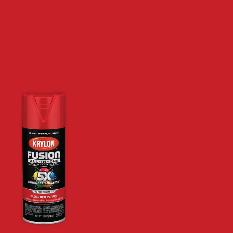 Krylon Fusion All-In-One Gloss Spray Paint & Primer, Red Pepper