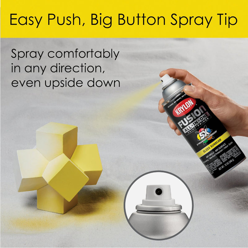 Krylon Fusion All-In-One Gloss Spray Paint & Primer, Sunbeam