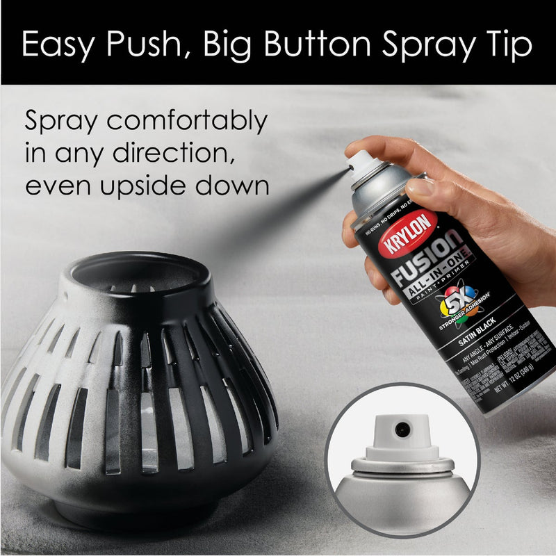 Krylon Fusion All-In-One Satin Spray Paint & Primer, Black