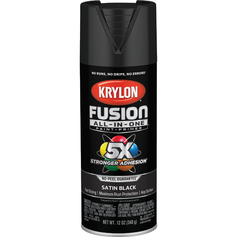 Krylon Fusion All-In-One Satin Spray Paint & Primer, Black