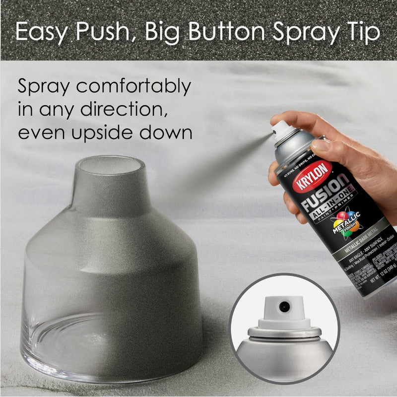 Krylon Fusion All-In-One Metallic Spray Paint & Primer, Dark Metal