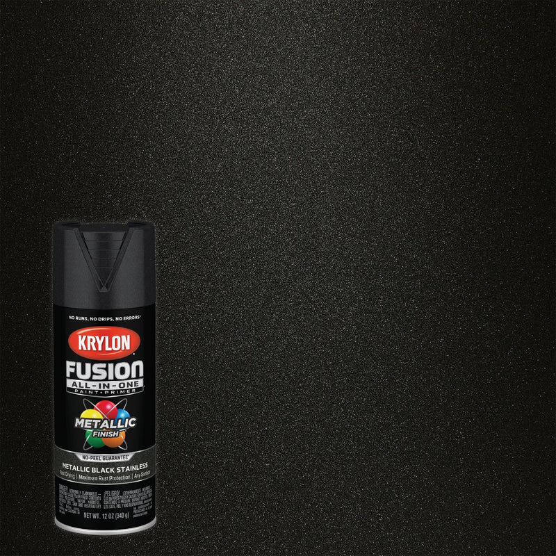 Krylon Fusion All-In-One Metallic Spray Paint & Primer, Black Stainless