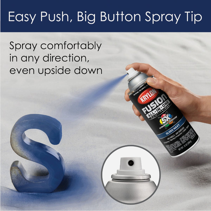 Krylon Fusion All-In-One Gloss Spray Paint & Primer, Navy