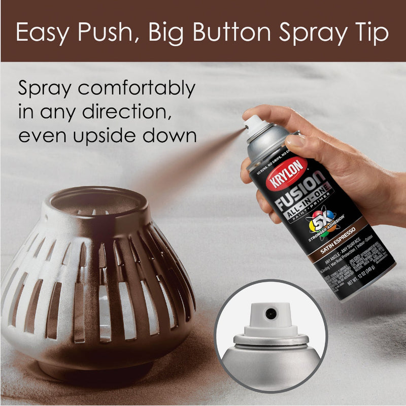 Krylon Fusion All-In-One Satin Spray Paint & Primer, Espresso