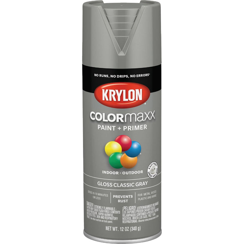 Krylon Colormaxx Gloss Spray Paint & Primer, Classic Gray