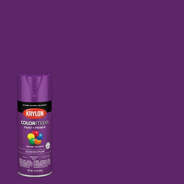 Krylon Colormaxx Gloss Spray Paint & Primer, Rich Plum