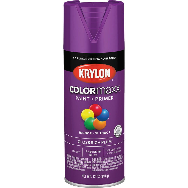 Krylon Colormaxx Gloss Spray Paint & Primer, Rich Plum