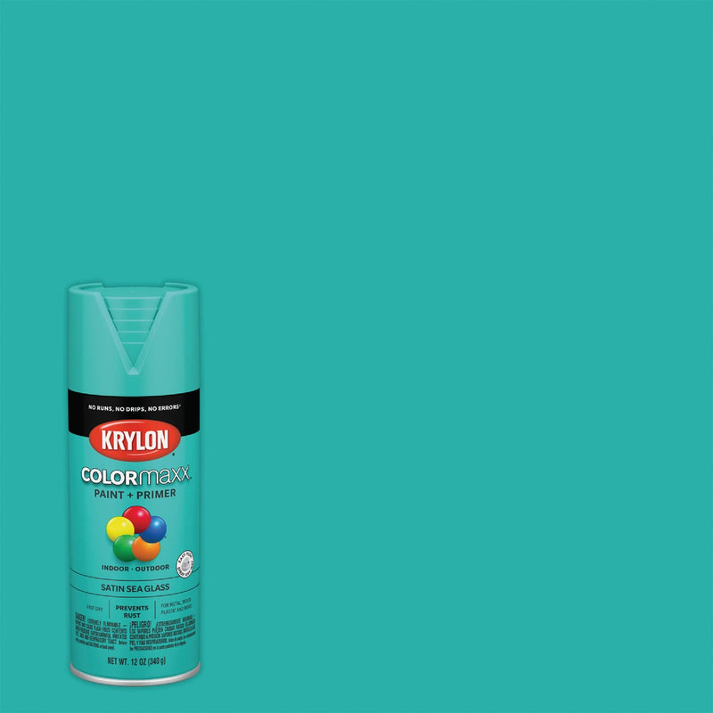 Krylon Colormaxx Satin Spray Paint & Primer, Sea Glass