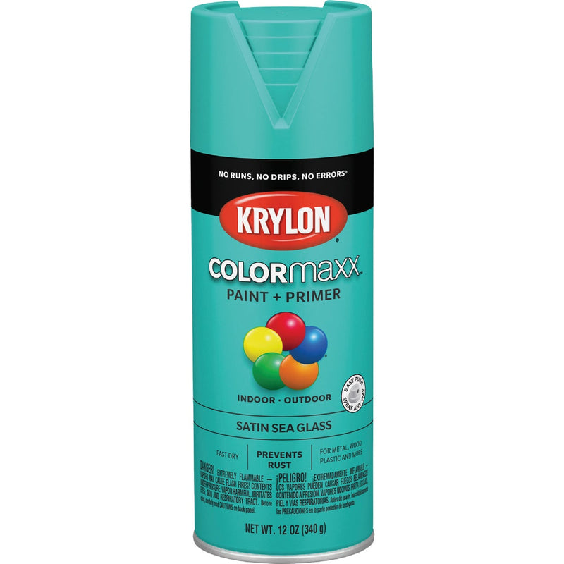 Krylon Colormaxx Satin Spray Paint & Primer, Sea Glass