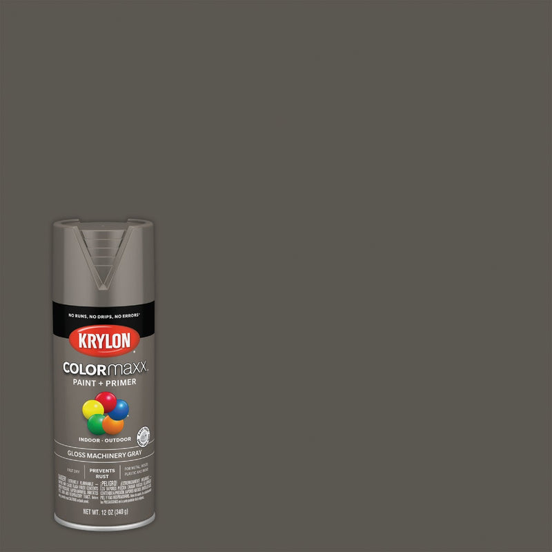 Krylon Colormaxx Gloss Spray Paint & Primer, Machinery Gray