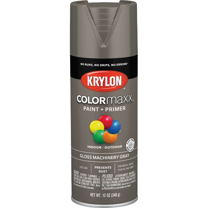 Krylon Colormaxx Gloss Spray Paint & Primer, Machinery Gray