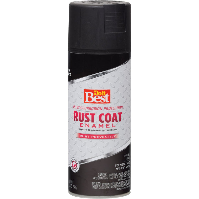 Do it Best Rust Coat Satin Black 12 Oz. Anti-Rust Spray Paint