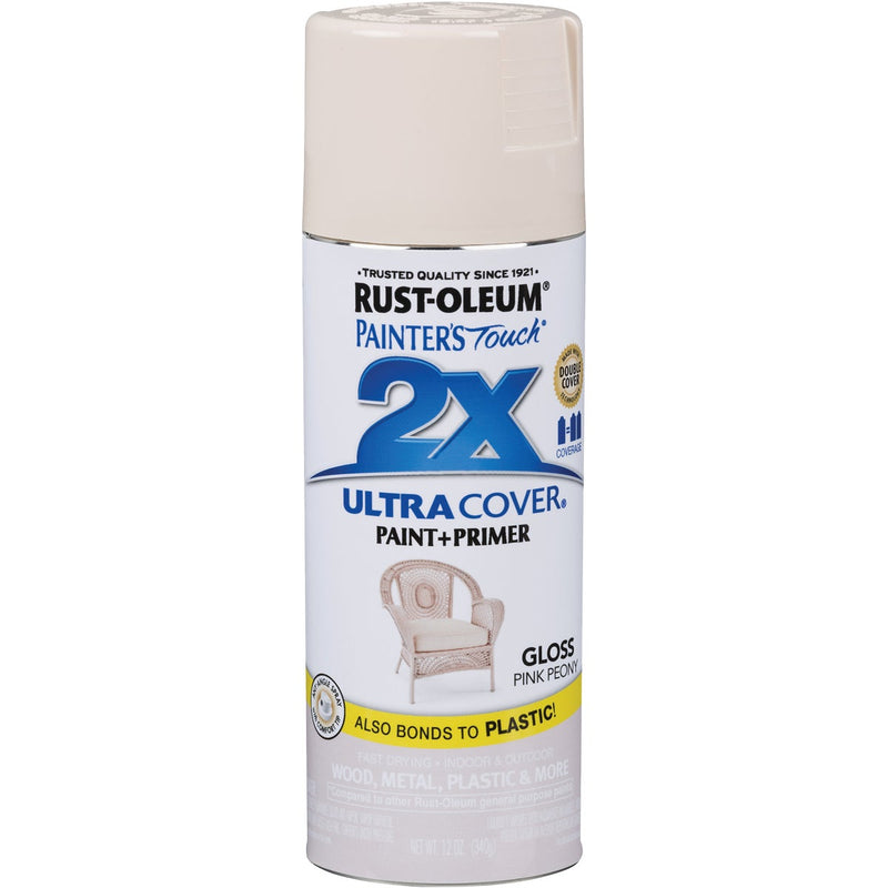 Rust-Oleum Painter's Touch 2X Ultra Cover 12 Oz. Gloss Paint + Primer Spray Paint, Peony