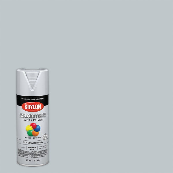 Krylon ColorMaxx 12 Oz. Gloss Spray Paint, Pewter Gray