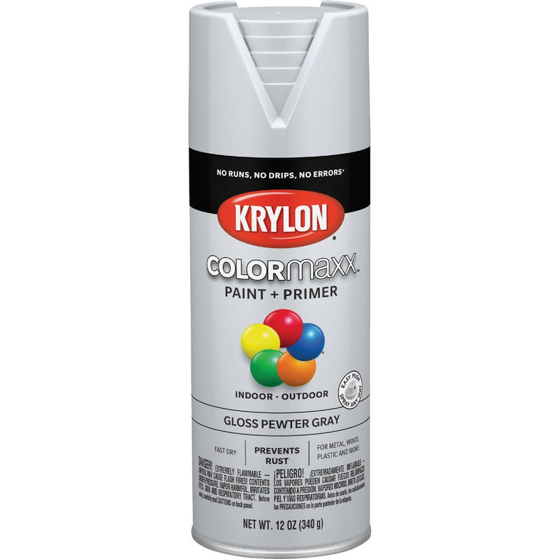 Krylon ColorMaxx 12 Oz. Gloss Spray Paint, Pewter Gray