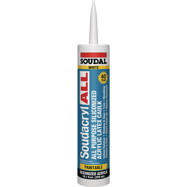 Soudacryl All 10.1 Oz. White Siliconized Acrylic Latex All-Purpose Caulk