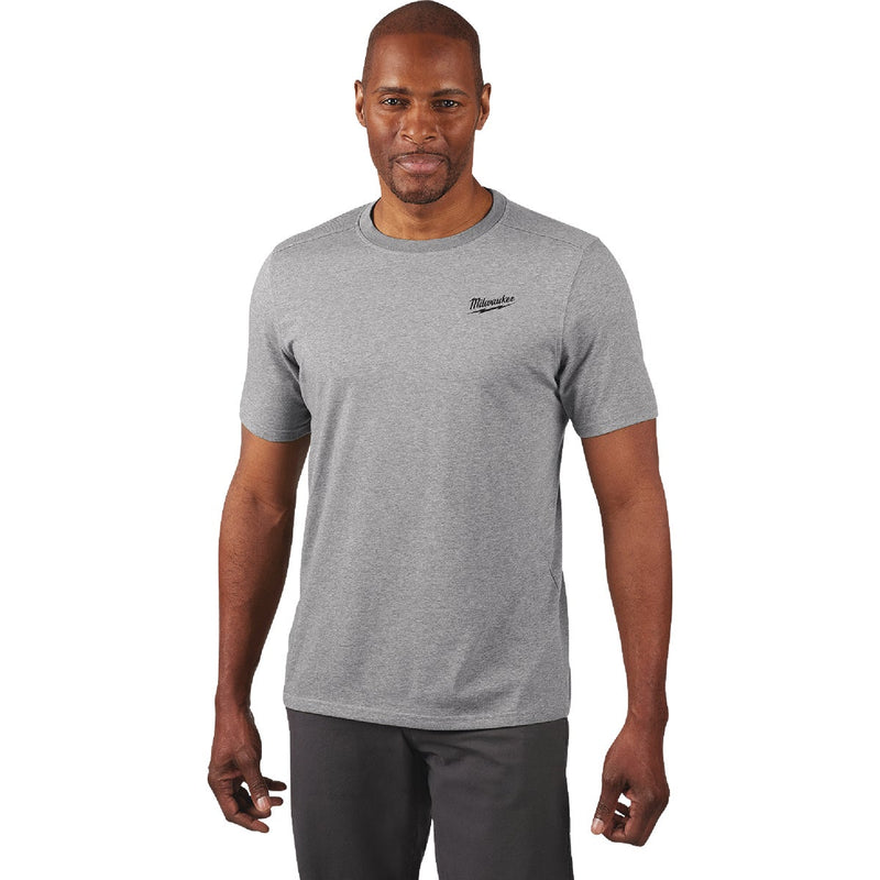 Milwaukee Large Gray Short Sleeve Unisex Hybrid Work Shirt