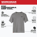 Milwaukee Large Gray Short Sleeve Unisex Hybrid Work Shirt