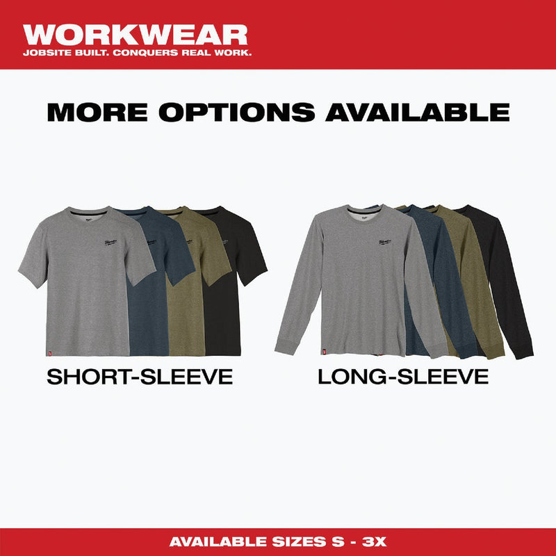 Milwaukee Large Gray Short Sleeve Unisex Hybrid Work Shirt