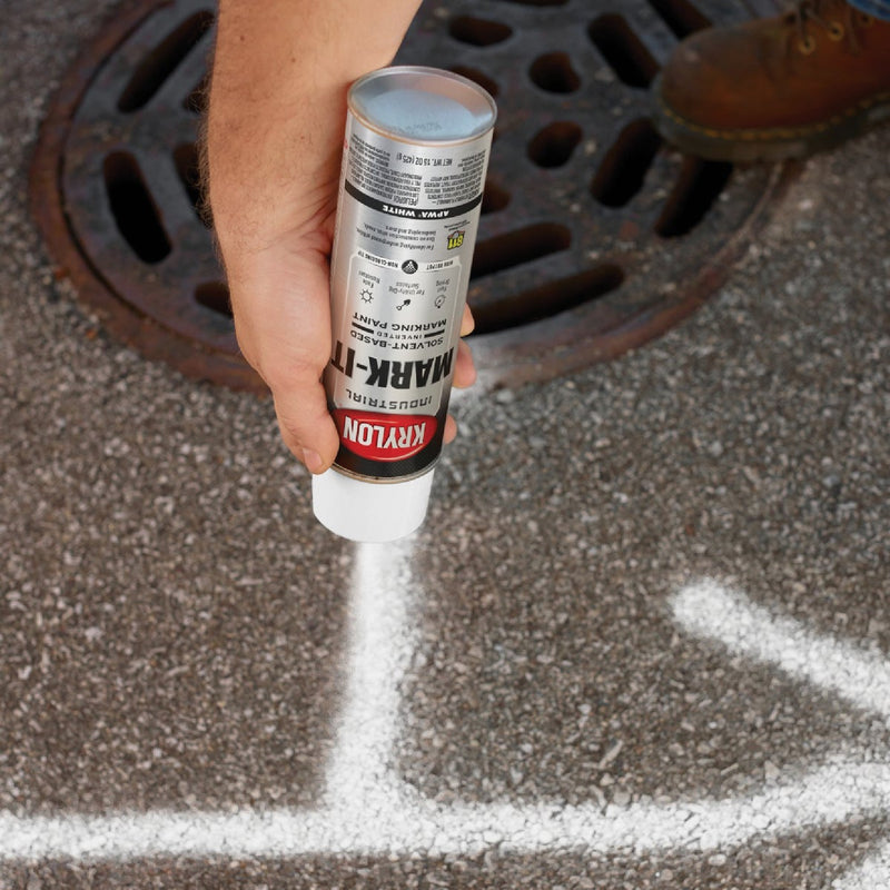 Krylon Mark-It 730008 Industrial SB APWA White Inverted Marking Paint