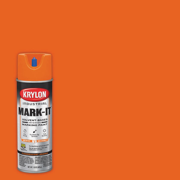 Krylon Mark-It 730708 Industrial SB Fluorescent Orange Inverted Marking Paint