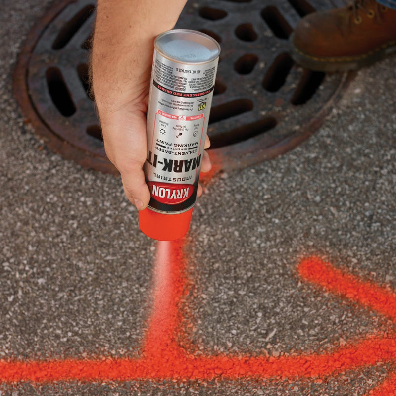 Krylon Mark-It 730708 Industrial SB Fluorescent Orange Inverted Marking Paint