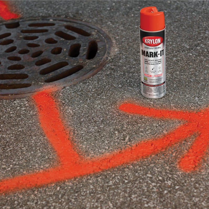 Krylon Mark-It 730708 Industrial SB Fluorescent Orange Inverted Marking Paint