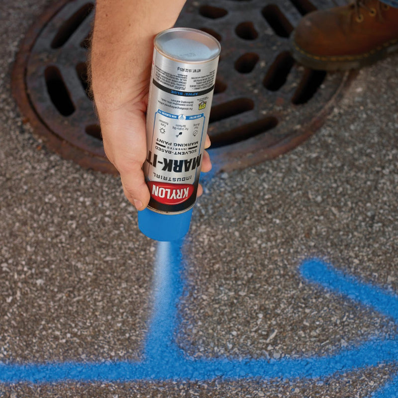 Krylon Mark-It 730308 Industrial SB APWA Blue Inverted Marking Paint