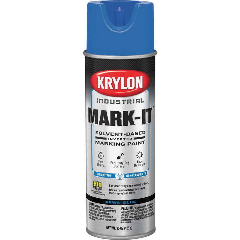 Krylon Mark-It 730308 Industrial SB APWA Blue Inverted Marking Paint