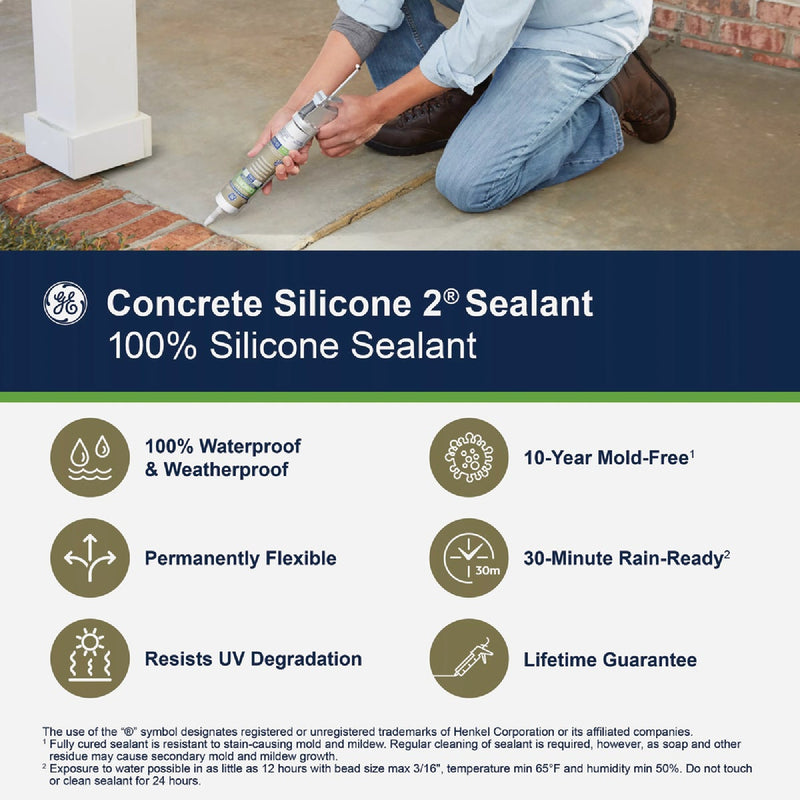 GE Concrete Silicone Advanced Speciality Products, Light Gray, 10.1 Oz. Cartridge
