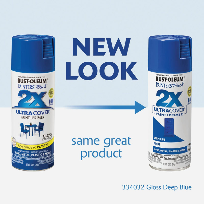 Rust-Oleum Painter's Touch 2X Ultra Cover 12 Oz. Gloss Paint + Primer Spray Paint, Deep Blue