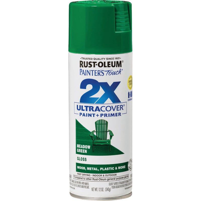 Rust-Oleum Painter's Touch 2X Ultra Cover 12 Oz. Gloss Paint + Primer Spray Paint, Meadow Green