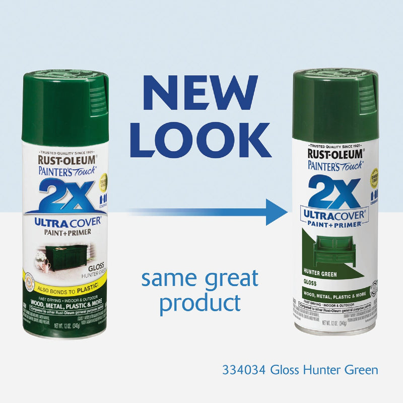 Rust-Oleum Painter's Touch 2X Ultra Cover 12 Oz. Gloss Paint + Primer Spray Paint, Hunter Green