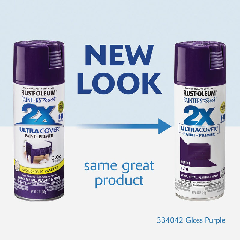 Rust-Oleum Painter's Touch 2X Ultra Cover 12 Oz. Gloss Paint + Primer Spray Paint, Purple