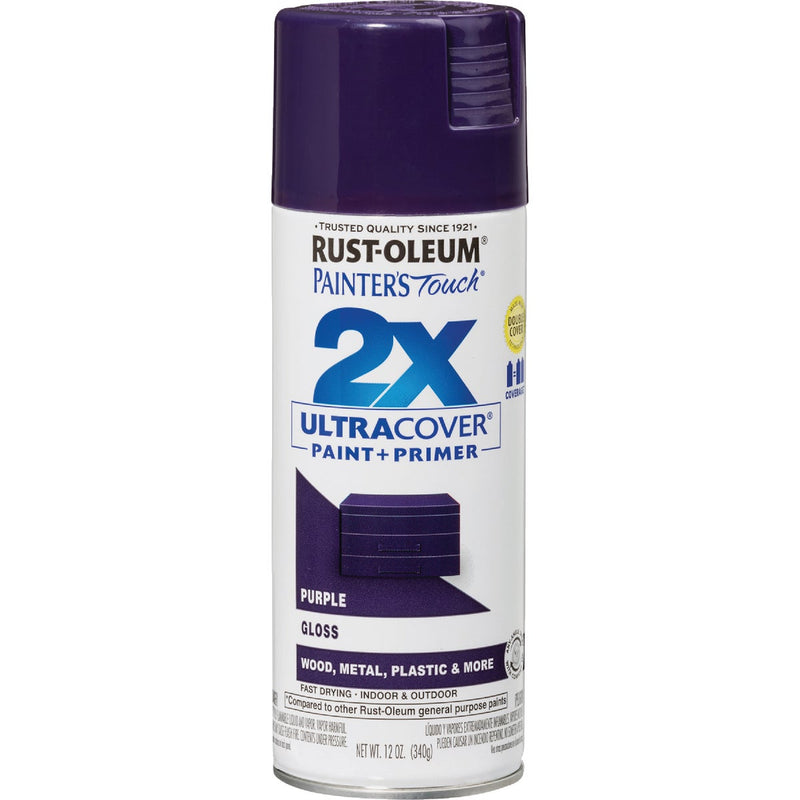 Rust-Oleum Painter's Touch 2X Ultra Cover 12 Oz. Gloss Paint + Primer Spray Paint, Purple